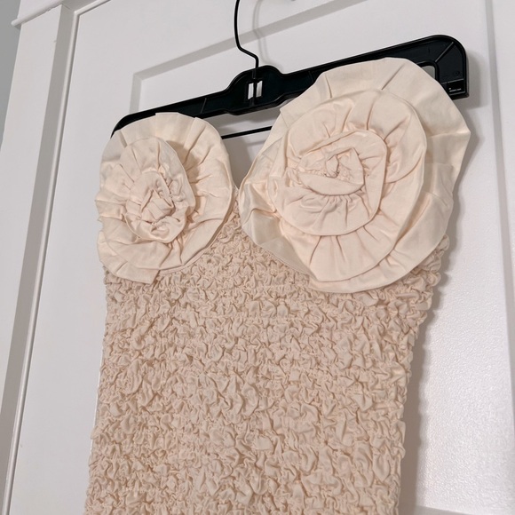 Mara Hoffman Mona Strapless Rosette Organic Cotton Midi Dress Cream NEW with tag - Picture 4 of 15